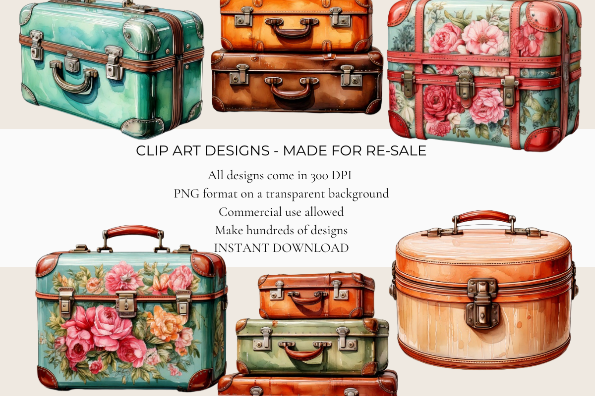 Retro Suitcases Clipart