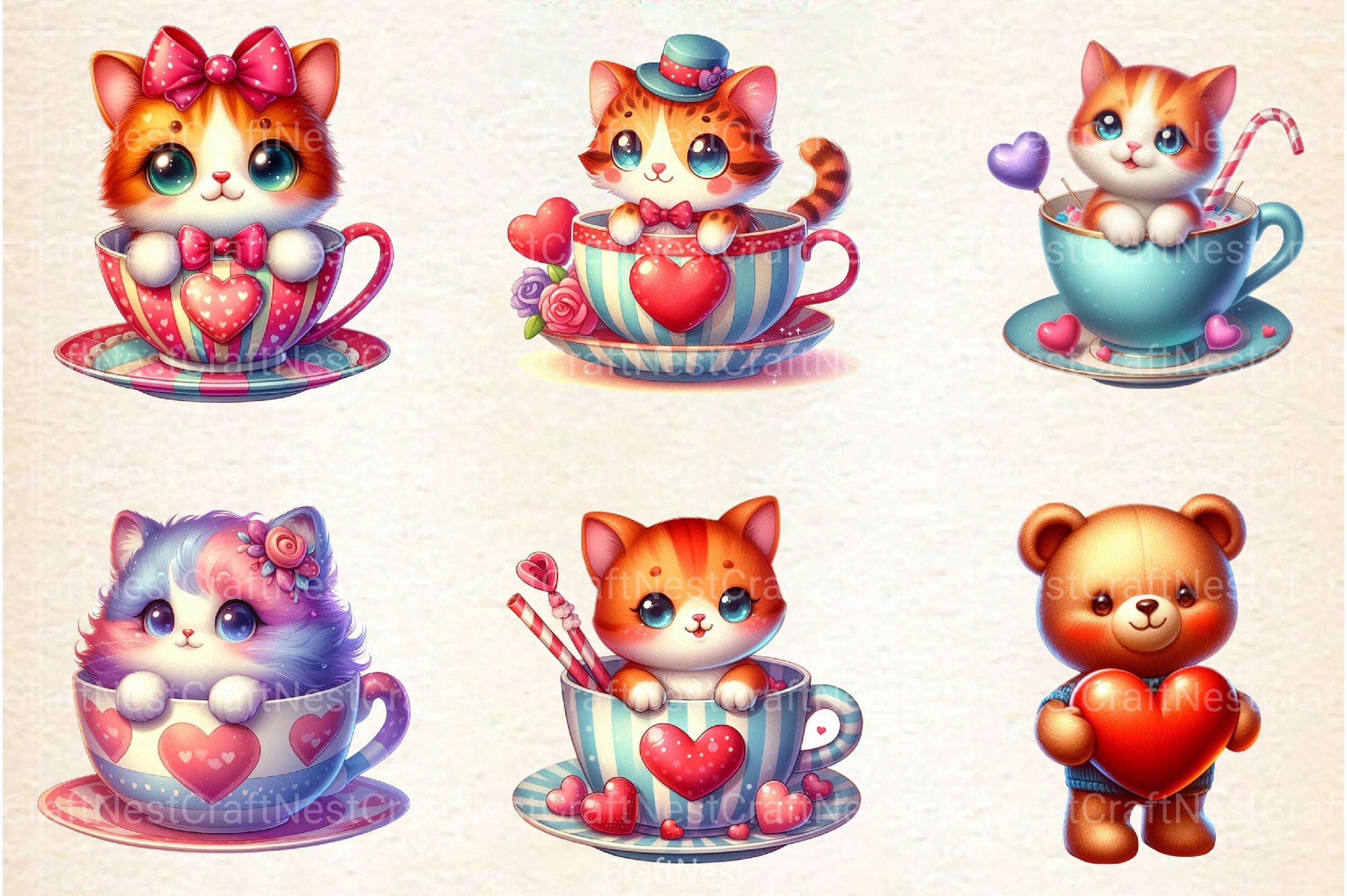 Valentine's Day Cute Cartoon Clipart Bundle - CraftNest - Digital Crafting and Art