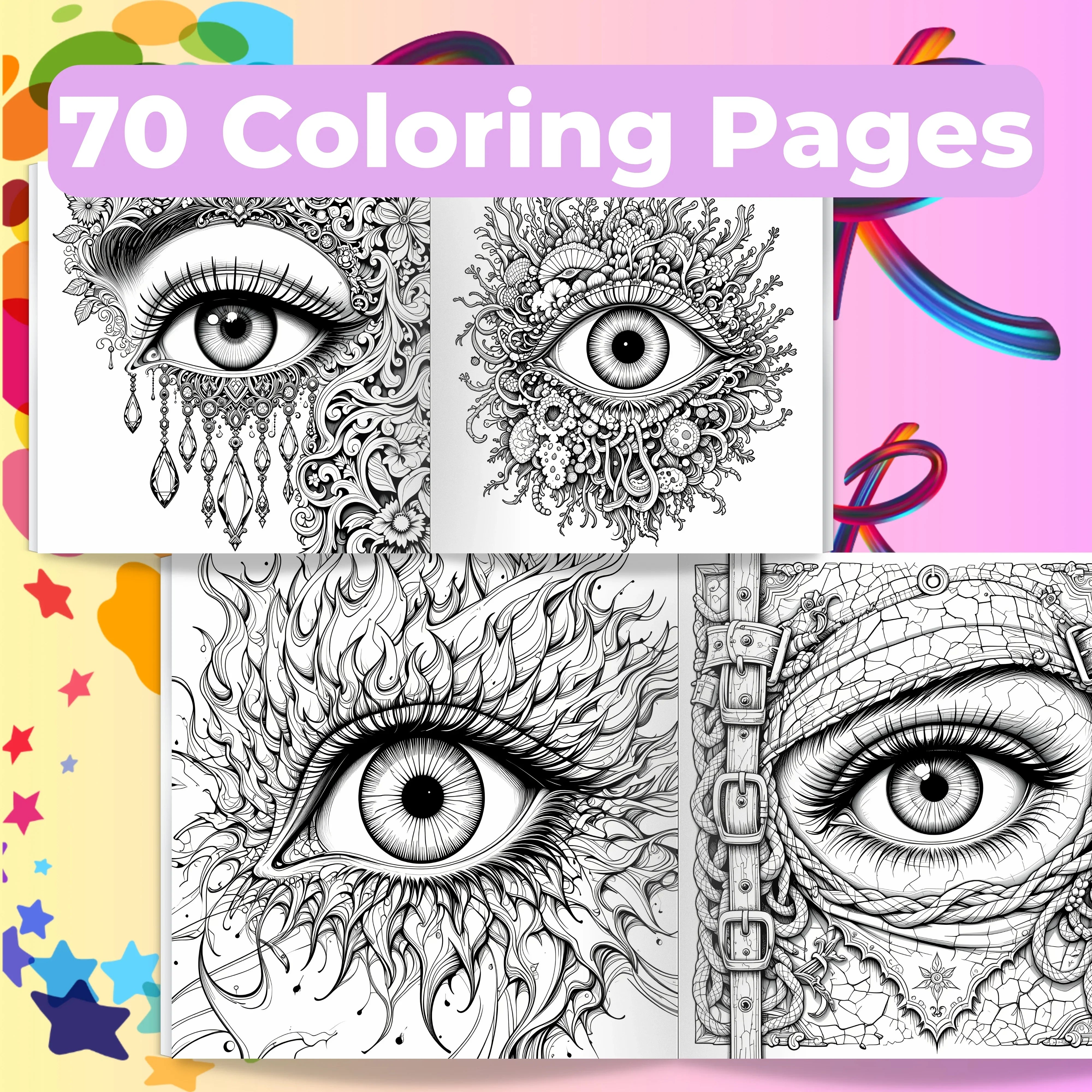 Fantasy Eyes Coloring Book Bundle - CraftNest - Digital Crafting and Art
