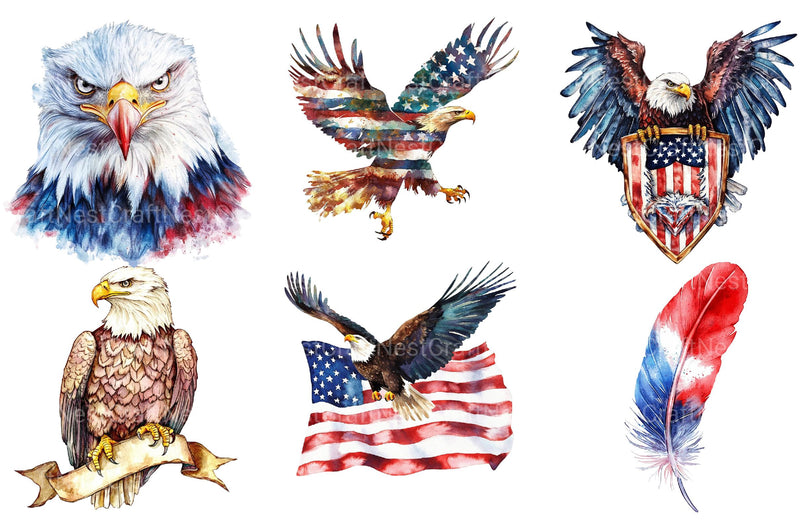 Cute Baby Bald Eagle 4th of July Clipart - CraftNest - Digital Crafting and Art