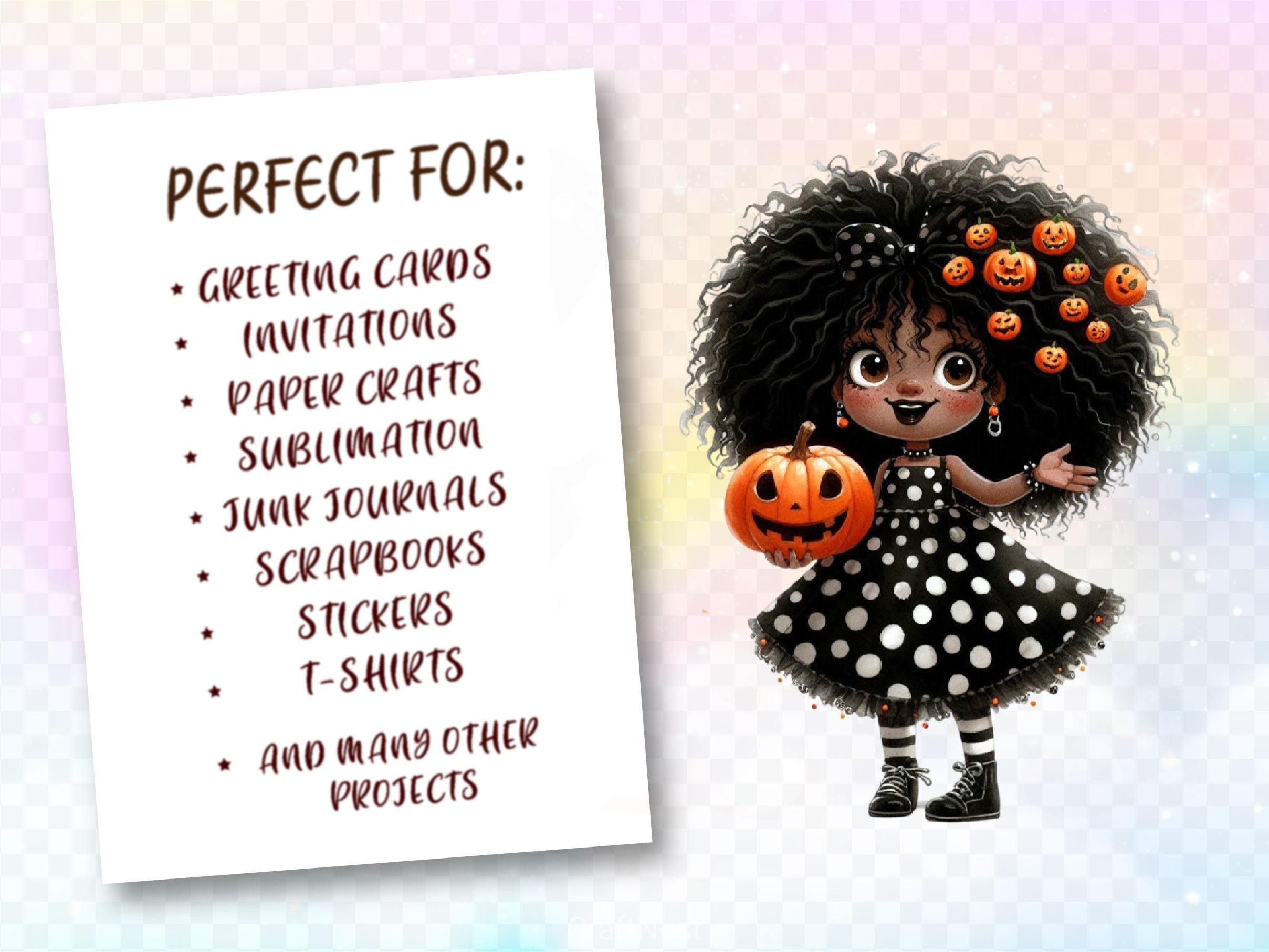 Black Girl Halloween Clipart Bundle 2 - CraftNest - Digital Crafting and Art