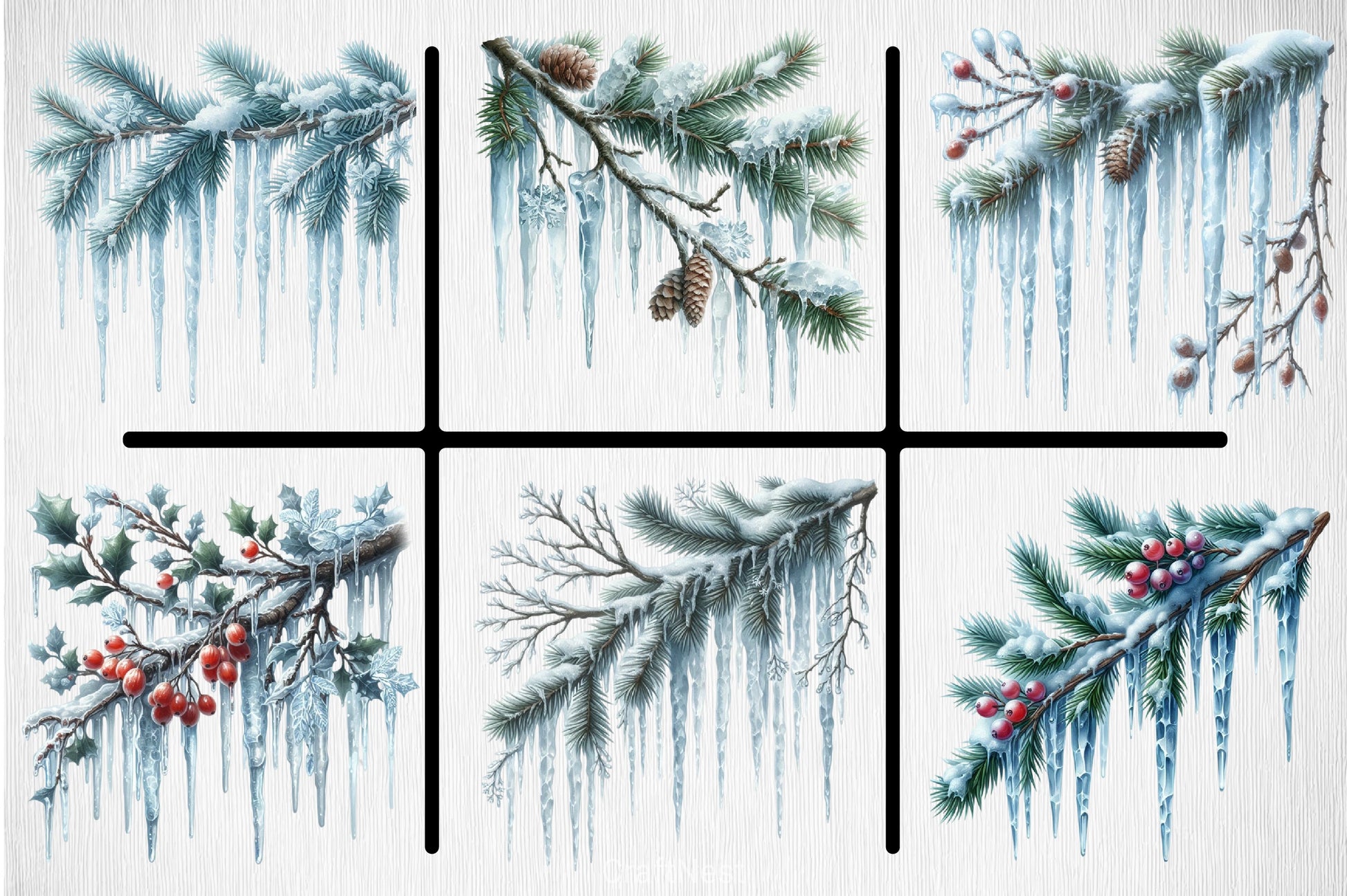 Icicles Branch Clipart Bundle - CraftNest - Digital Crafting and Art
