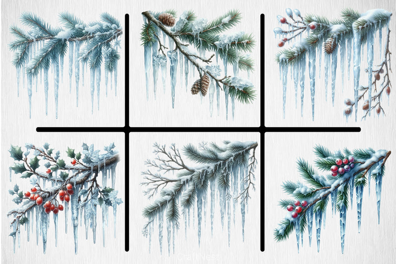 Icicles Branch Clipart Bundle - CraftNest - Digital Crafting and Art
