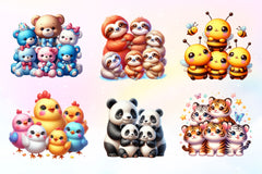 Cute Animals Together Clipart Bundle - CraftNest - Digital Crafting and Art