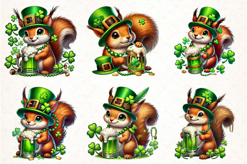 Cute Squirrel St. Patrick's Day Clipart Bundle - CraftNest - Digital Crafting and Art