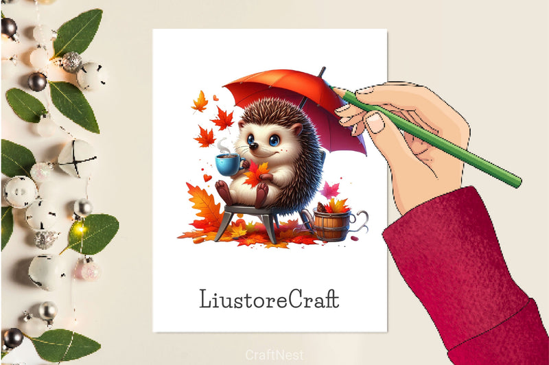 Autumn Funny Hedgehog Clipart Bundle 2 - CraftNest - Digital Crafting and Art
