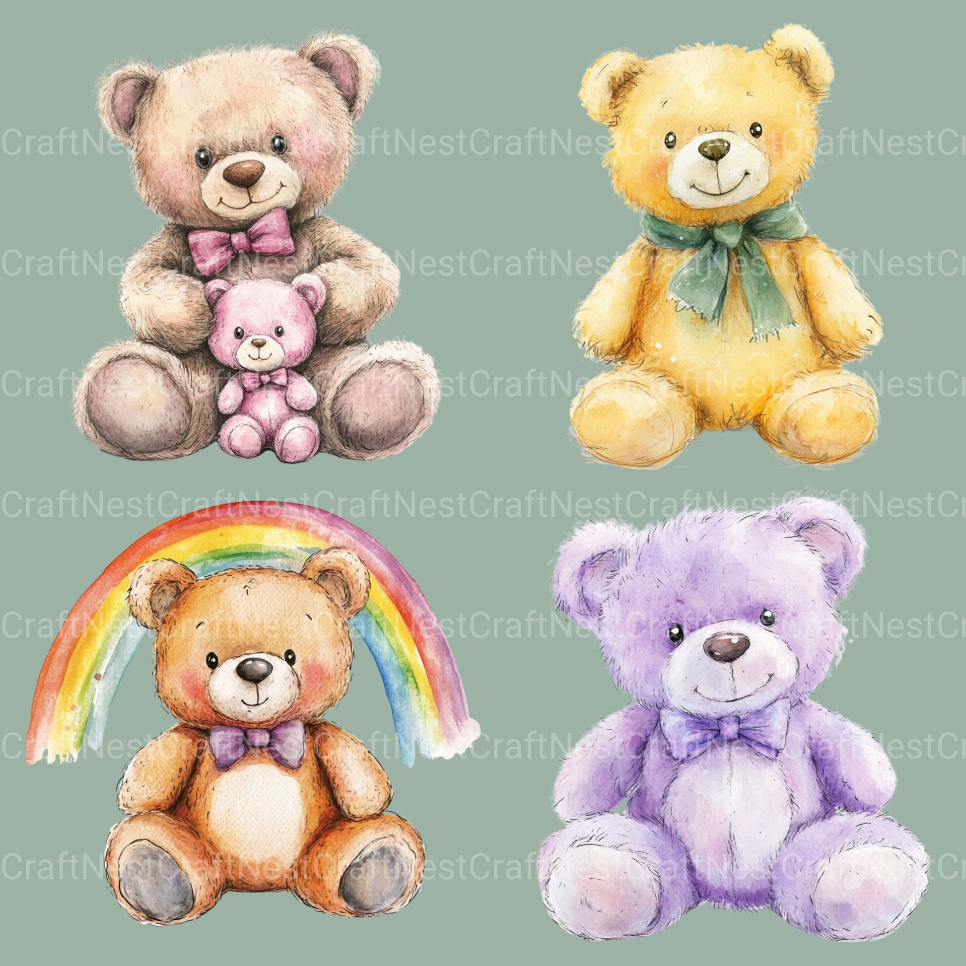 Teddy Bear Clipart Bundle - CraftNest - Digital Crafting and Art