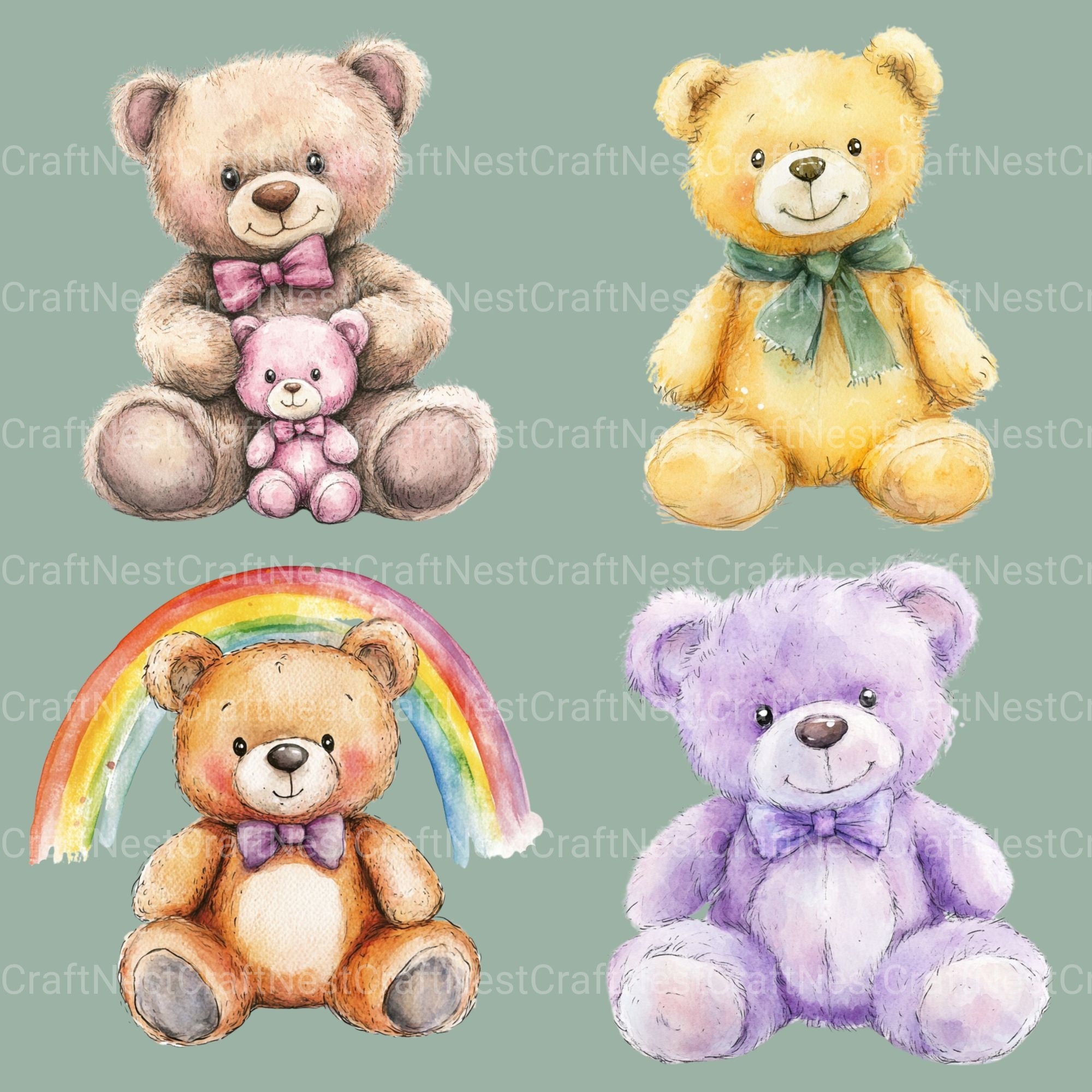 Teddy Bear Clipart Bundle - CraftNest - Digital Crafting and Art