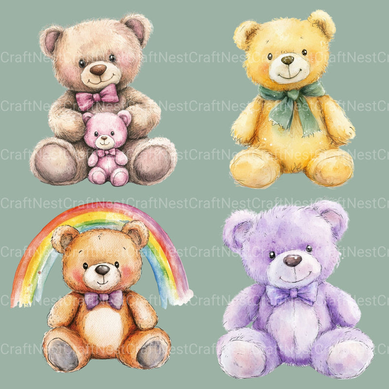 Teddy Bear Clipart Bundle - CraftNest - Digital Crafting and Art