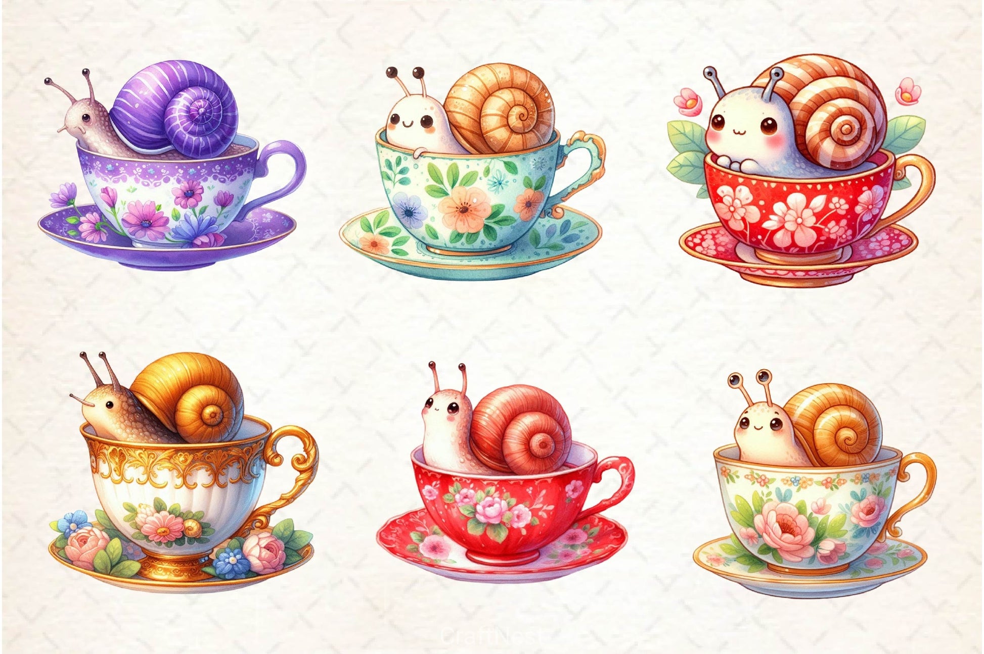 Cute Snail With Coffee Clipart Bundle - CraftNest - Digital Crafting and Art