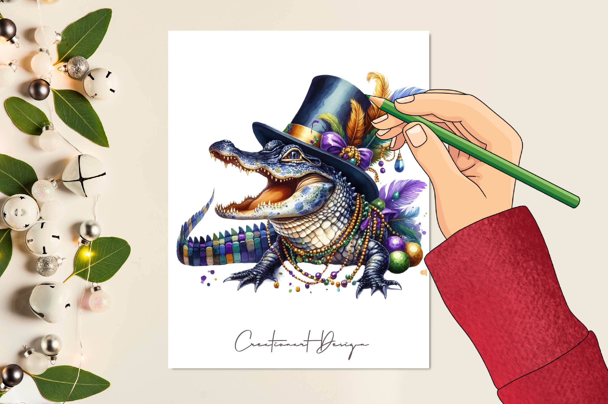 Mardi Gras Crocodile Clipart Bundle - CraftNest - Digital Crafting and Art