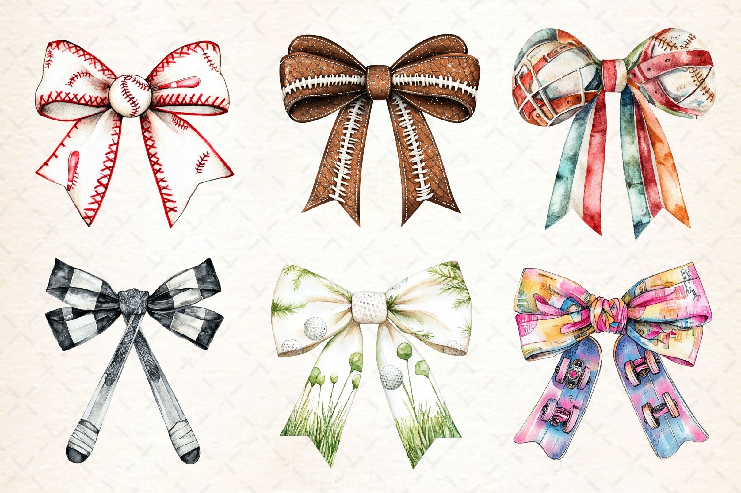 Sports Bow Clipart Bundle - CraftNest - Digital Crafting and Art