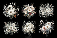 White Rustic Flower Clipart Bundle - CraftNest - Digital Crafting and Art