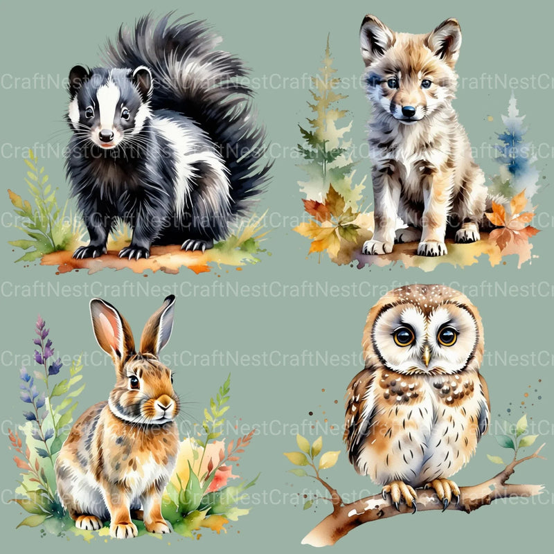 Cute Woodland Animals Clipart Bundle 2 - CraftNest - Digital Crafting and Art