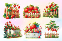 Strawberry Fence Clipart Bundle - CraftNest - Digital Crafting and Art