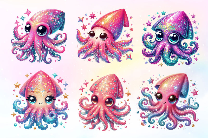 Cute Squid Sea Clipart Bundle - CraftNest - Digital Crafting and Art