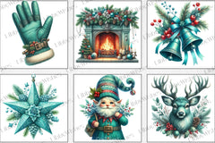 Teal Christmas Clipart Bundle - CraftNest - Digital Crafting and Art