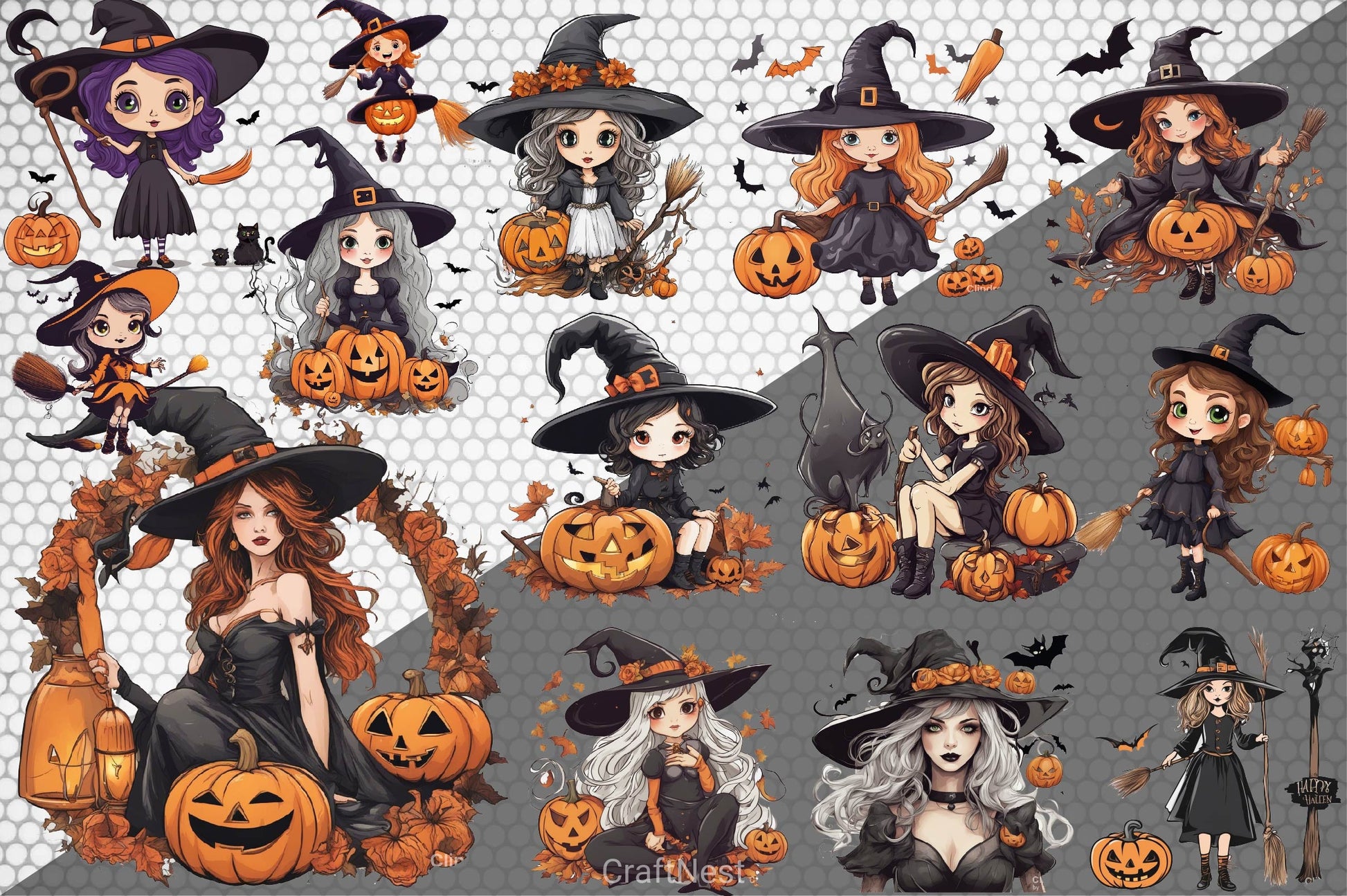 Halloween Witch Clipart Bundle 4 - CraftNest - Digital Crafting and Art