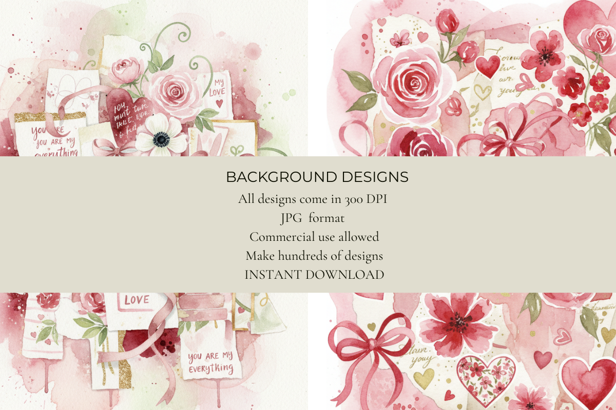 Floral Valentines Junk Journal Papers