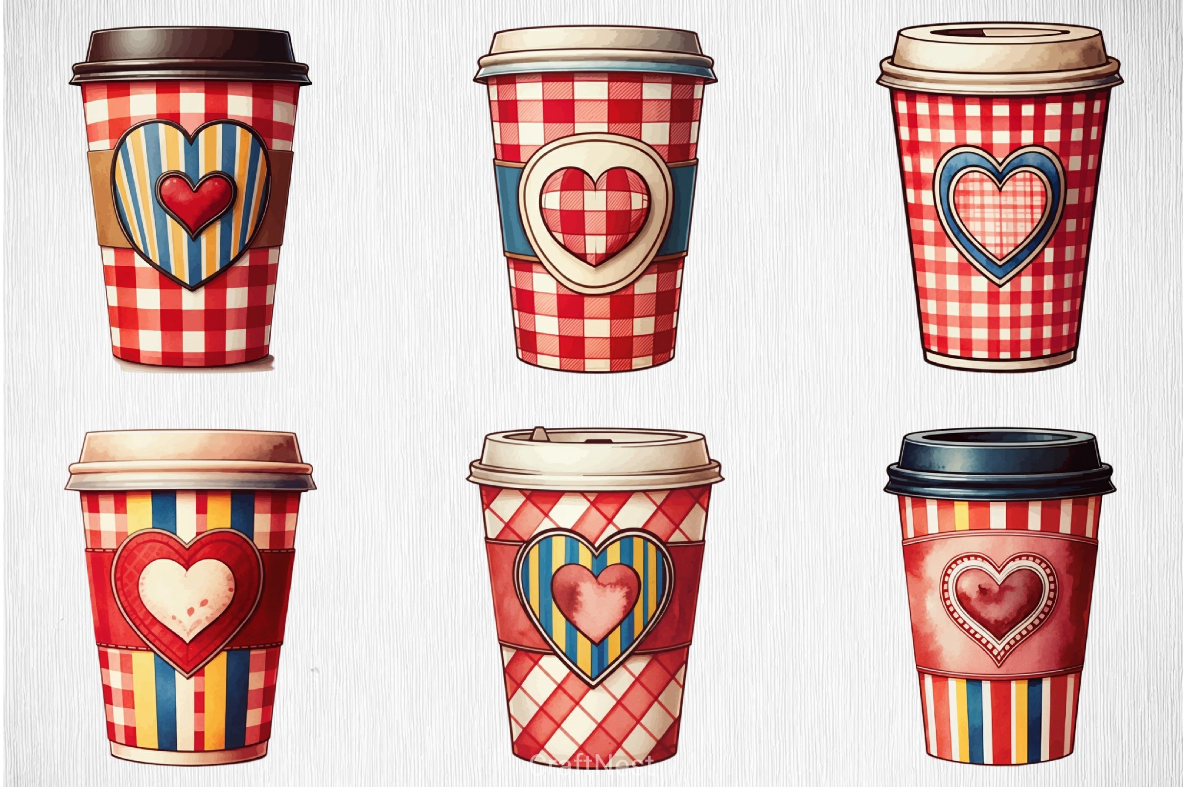 Christmas Plaid Coffee Cup Clipart Bundle - CraftNest - Digital Crafting and Art