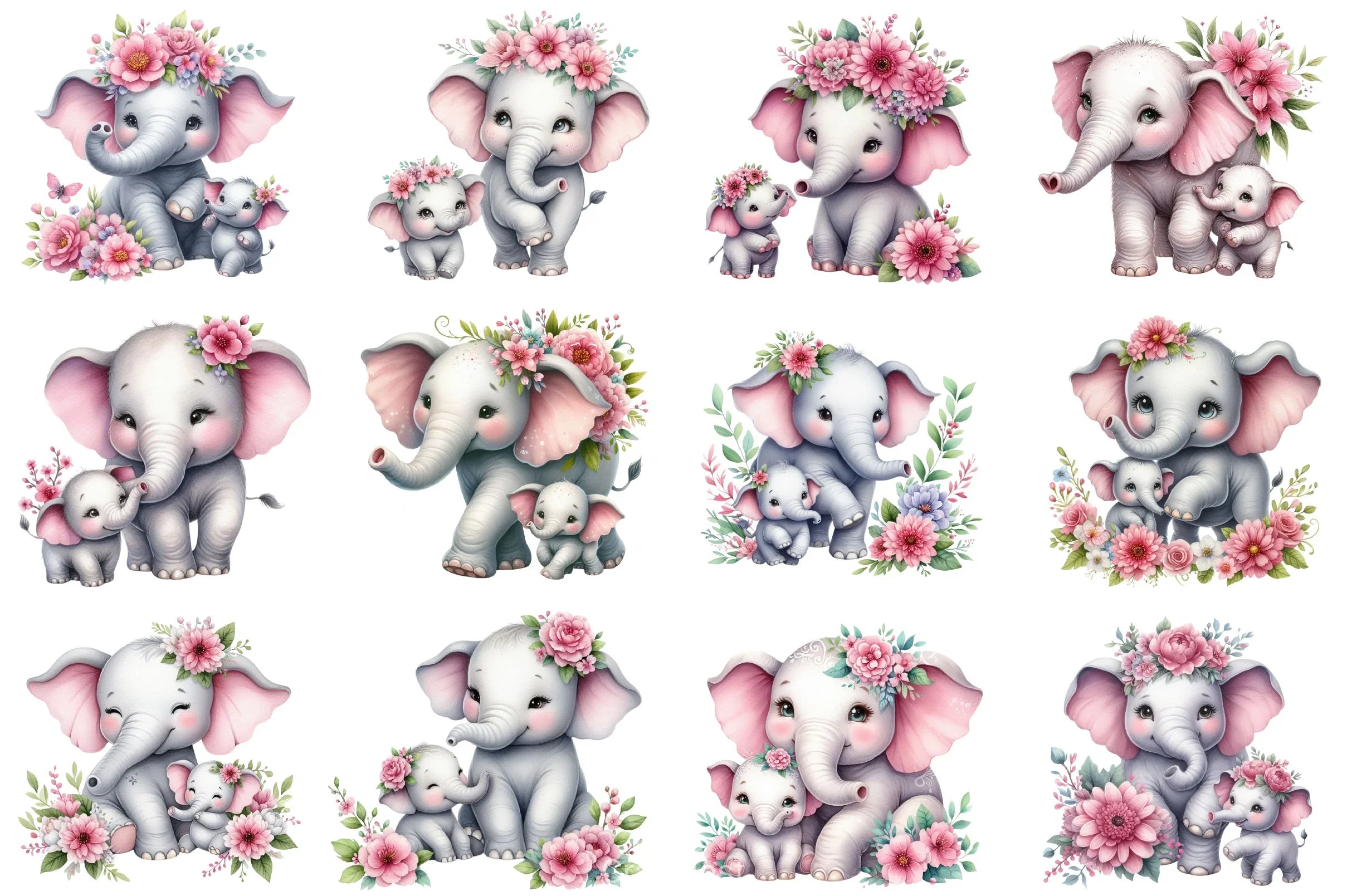 Mother's Day Elephant Clipart Bundle - CraftNest - Digital Crafting and Art