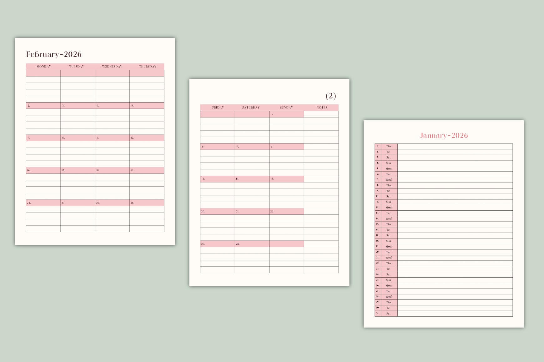 Monthly Schedule Planner