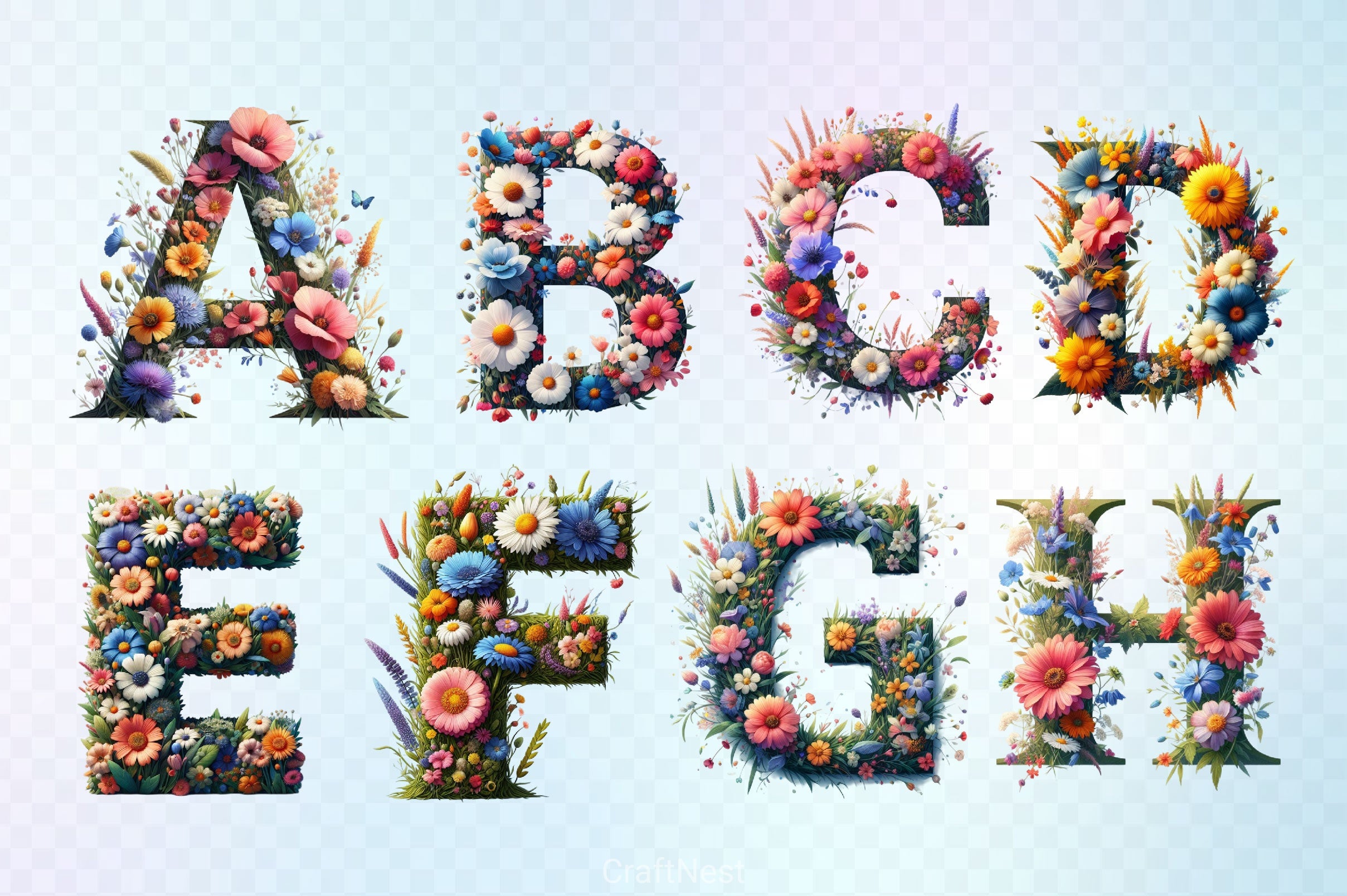 Flower Alphabet Clipart Bundle - CraftNest - Digital Crafting and Art