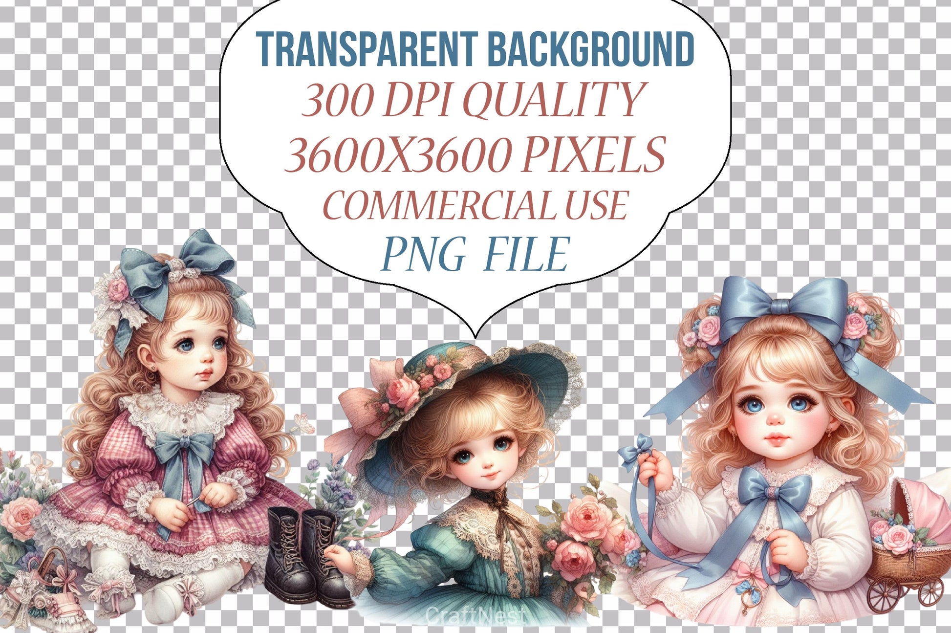 Victorian Kids Clipart Bundle - CraftNest - Digital Crafting and Art