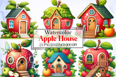 Apple House Clipart Bundle - CraftNest - Digital Crafting and Art