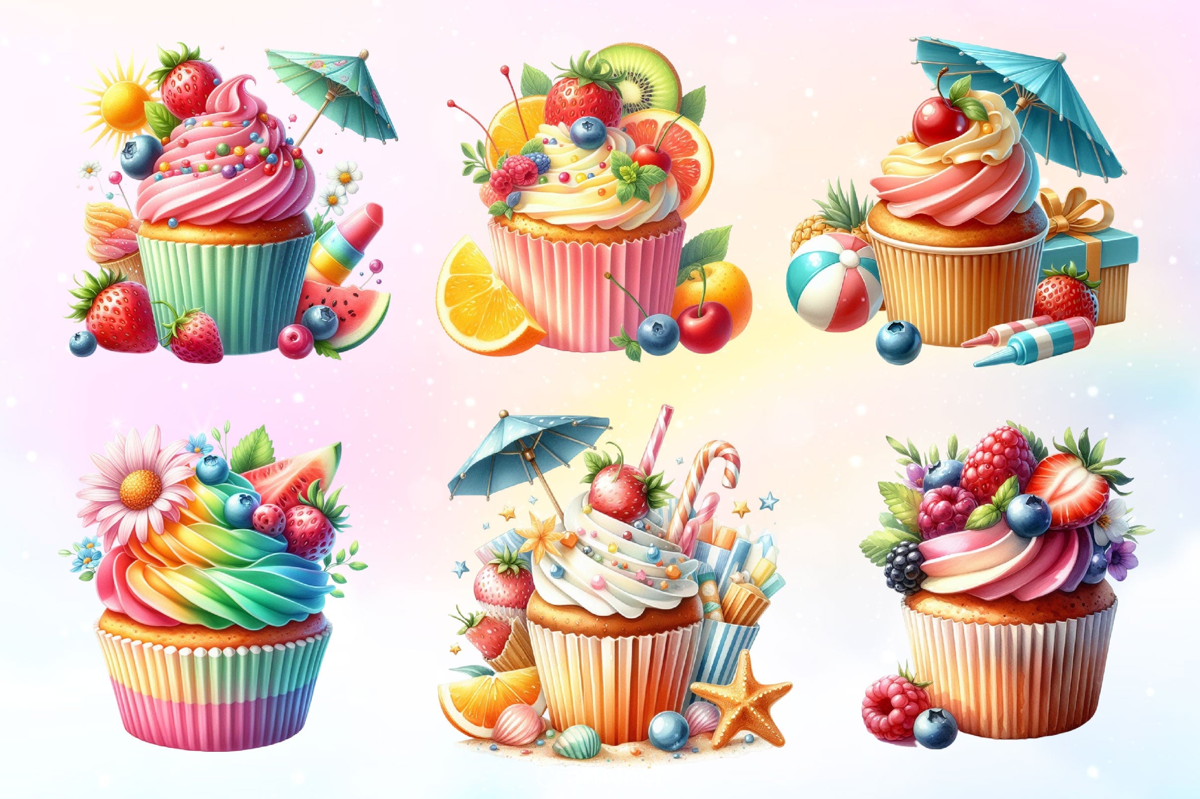 Summer Cupcake Clipart Bundle 4 - CraftNest - Digital Crafting and Art