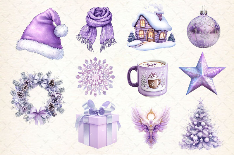 Pastel Purple Christmas Clipart Bundle 2 - CraftNest - Digital Crafting and Art