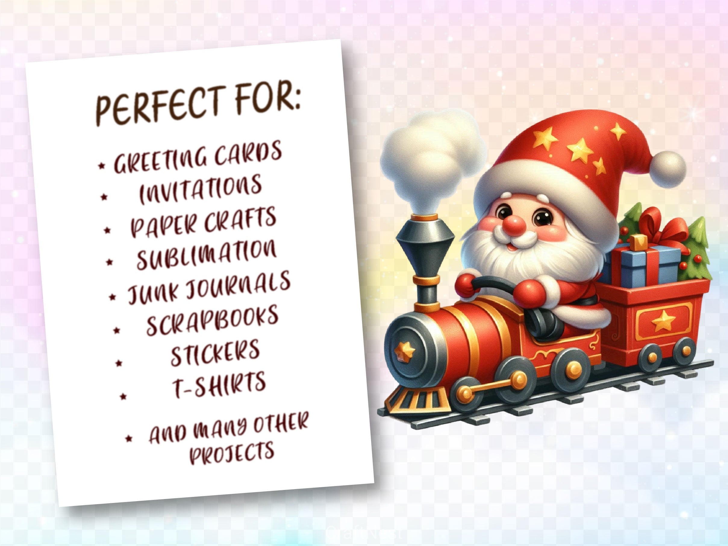 Christmas Train With Gnomes Clipart Bundle 2 - CraftNest - Digital Crafting and Art