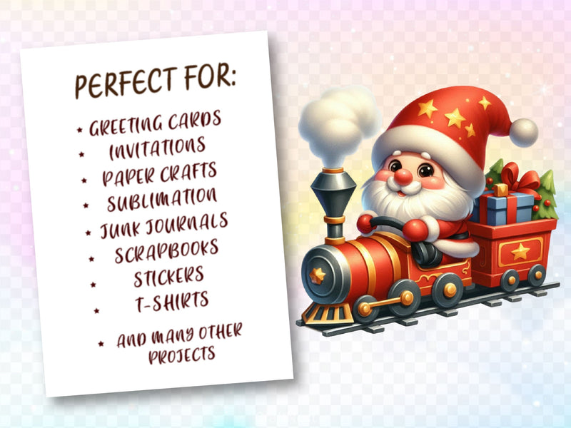 Christmas Train With Gnomes Clipart Bundle 2 - CraftNest - Digital Crafting and Art