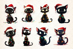 Funny Christmas Black Cat Clipart Bundle 7 - CraftNest - Digital Crafting and Art