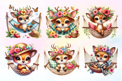 Summer Deer In Hammock Clipart Bundle - CraftNest - Digital Crafting and Art