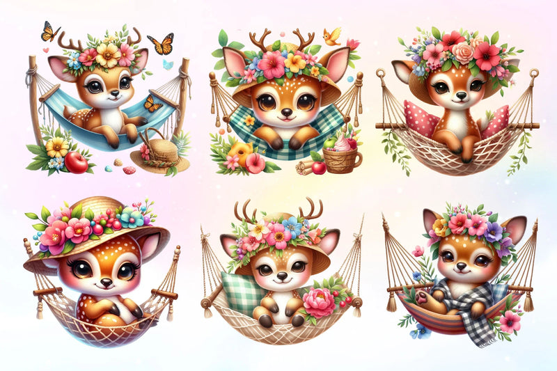 Summer Deer In Hammock Clipart Bundle - CraftNest - Digital Crafting and Art
