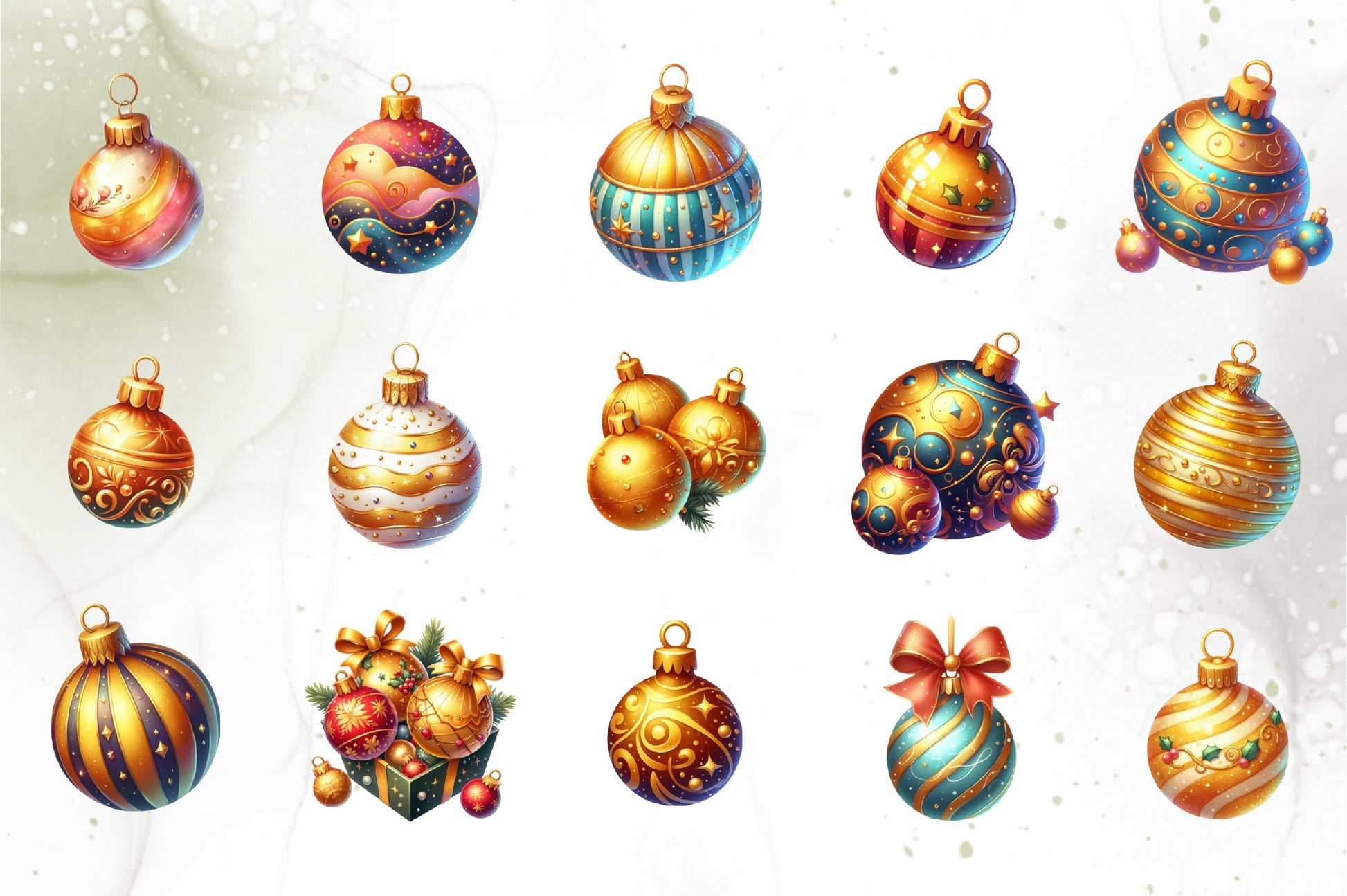 Christmas Gold Baubles Clipart Bundle - CraftNest - Digital Crafting and Art