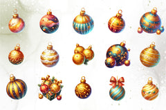 Christmas Gold Baubles Clipart Bundle - CraftNest - Digital Crafting and Art