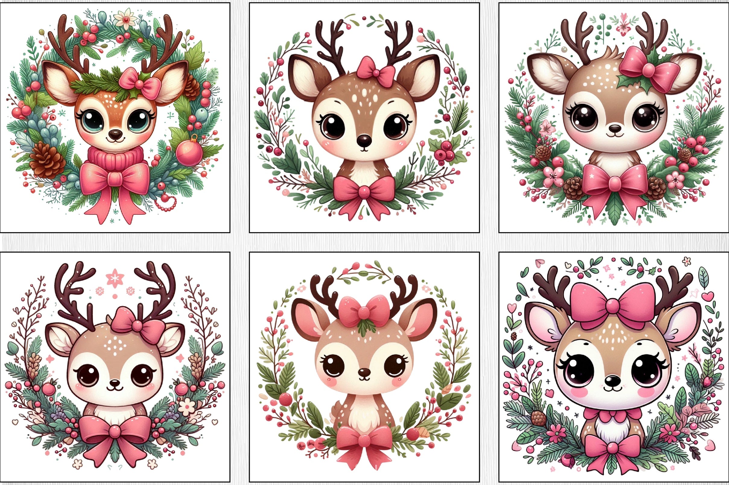 Christmas Reindeer Wreath Clipart Bundle - CraftNest - Digital Crafting and Art