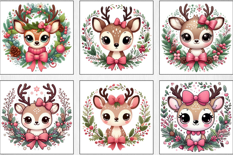 Christmas Reindeer Wreath Clipart Bundle - CraftNest - Digital Crafting and Art