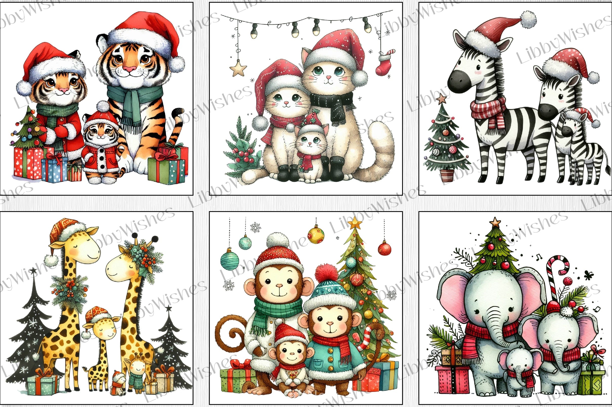 Christmas Animal Family Clipart Bundle - CraftNest - Digital Crafting and Art
