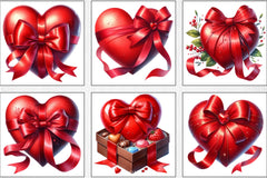 Valentine's Red Heart Bow Clipart Bundle - CraftNest - Digital Crafting and Art