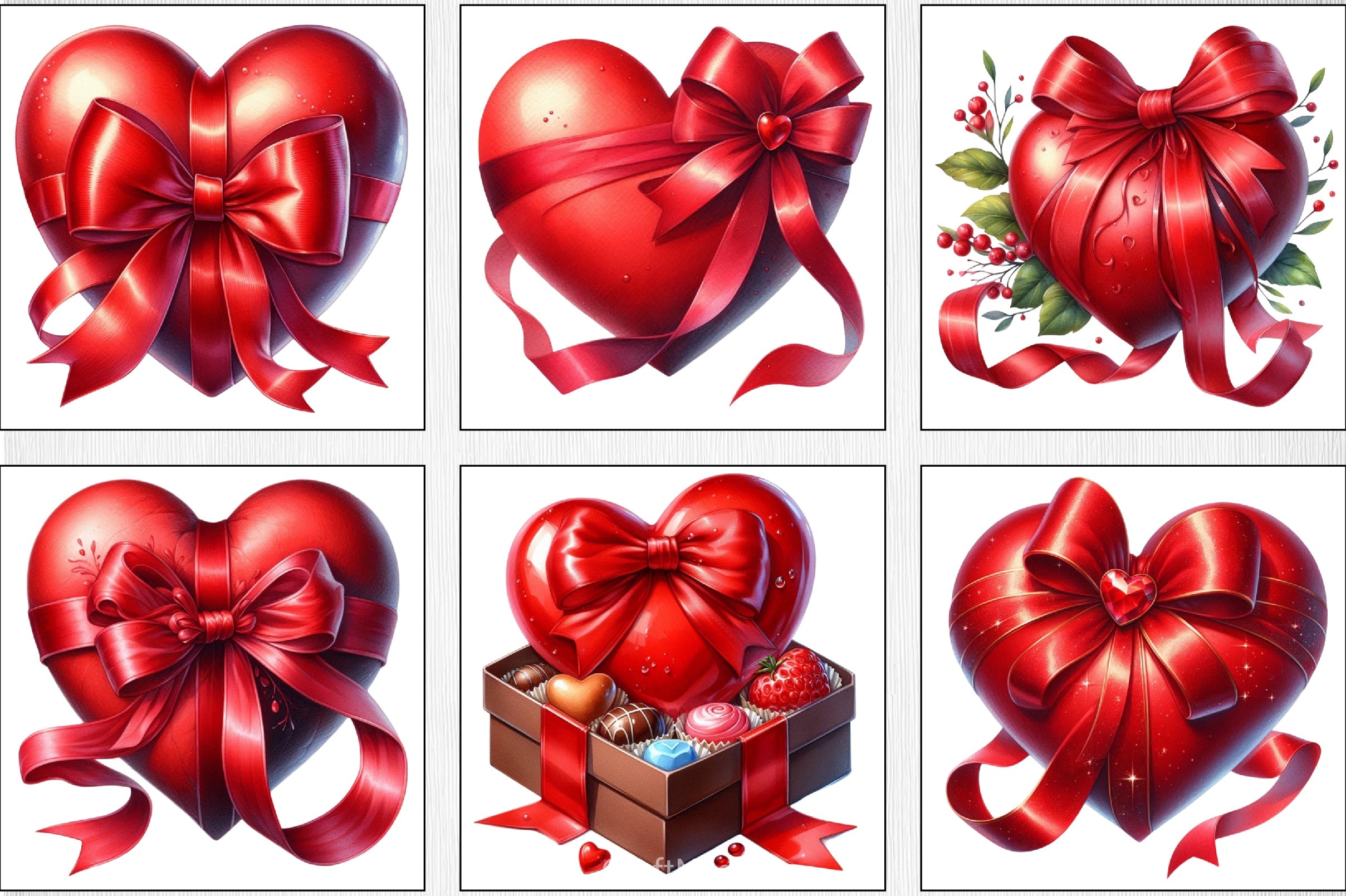 Valentine's Red Heart Bow Clipart Bundle - CraftNest - Digital Crafting and Art