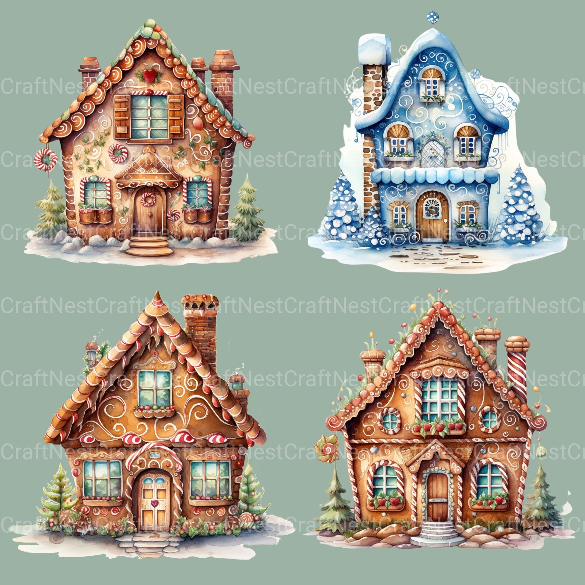 Gingerbread House Clipart Bundle 2 - CraftNest - Digital Crafting and Art