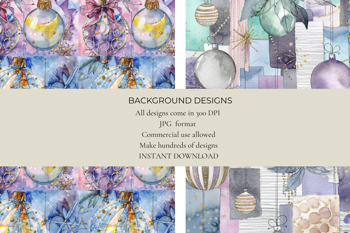 Glitter Baubles Junk Journal Papers