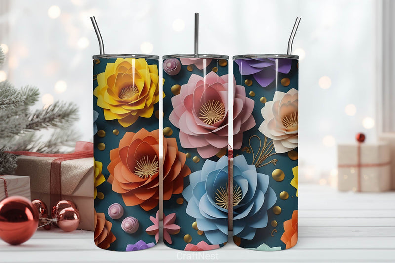 Flower Tumbler Wrap Bundle 14 - CraftNest - Digital Crafting and Art