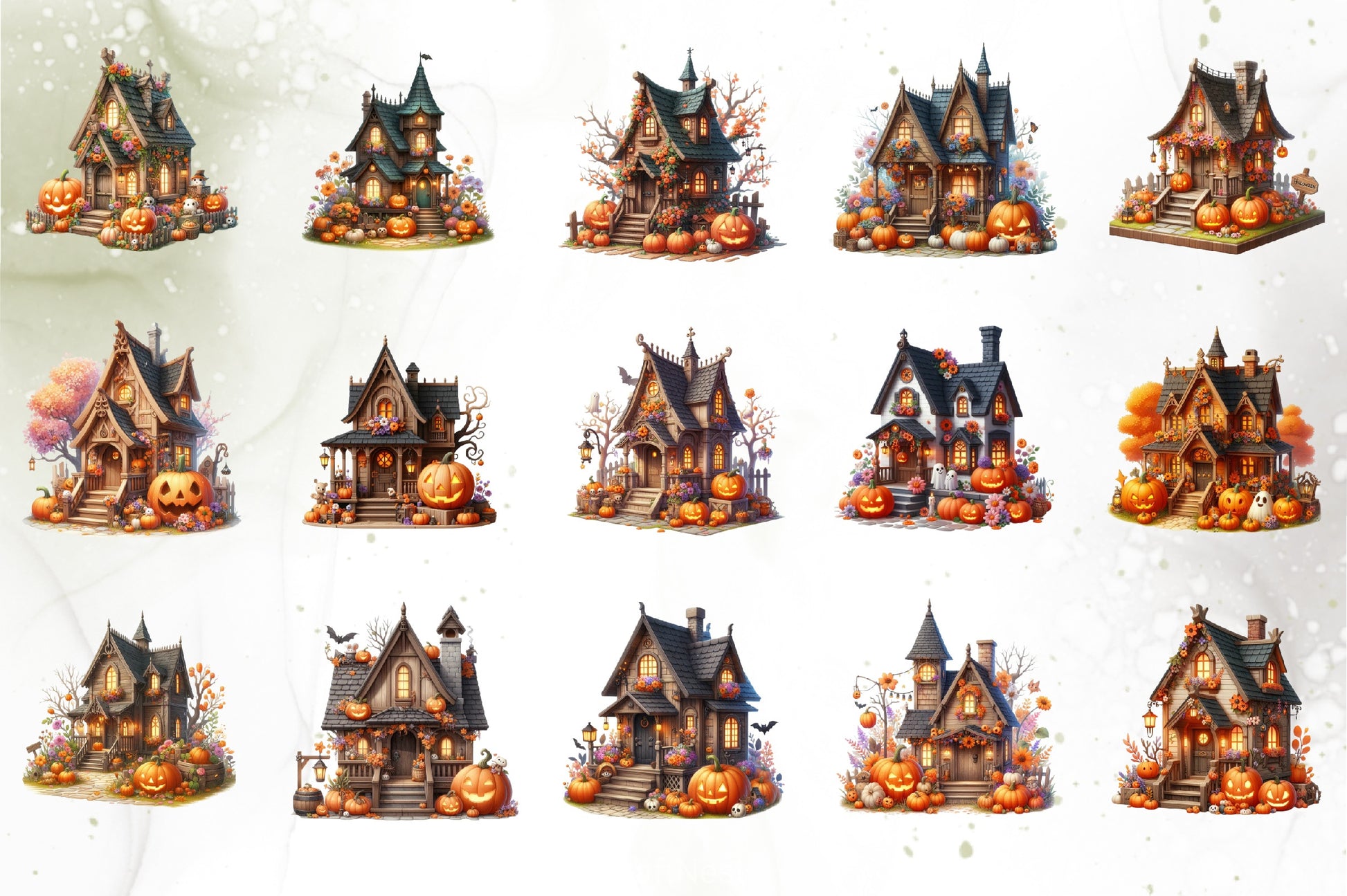 Cute Pumpkin House Clipart Bundle - CraftNest - Digital Crafting and Art