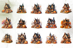 Cute Pumpkin House Clipart Bundle - CraftNest - Digital Crafting and Art