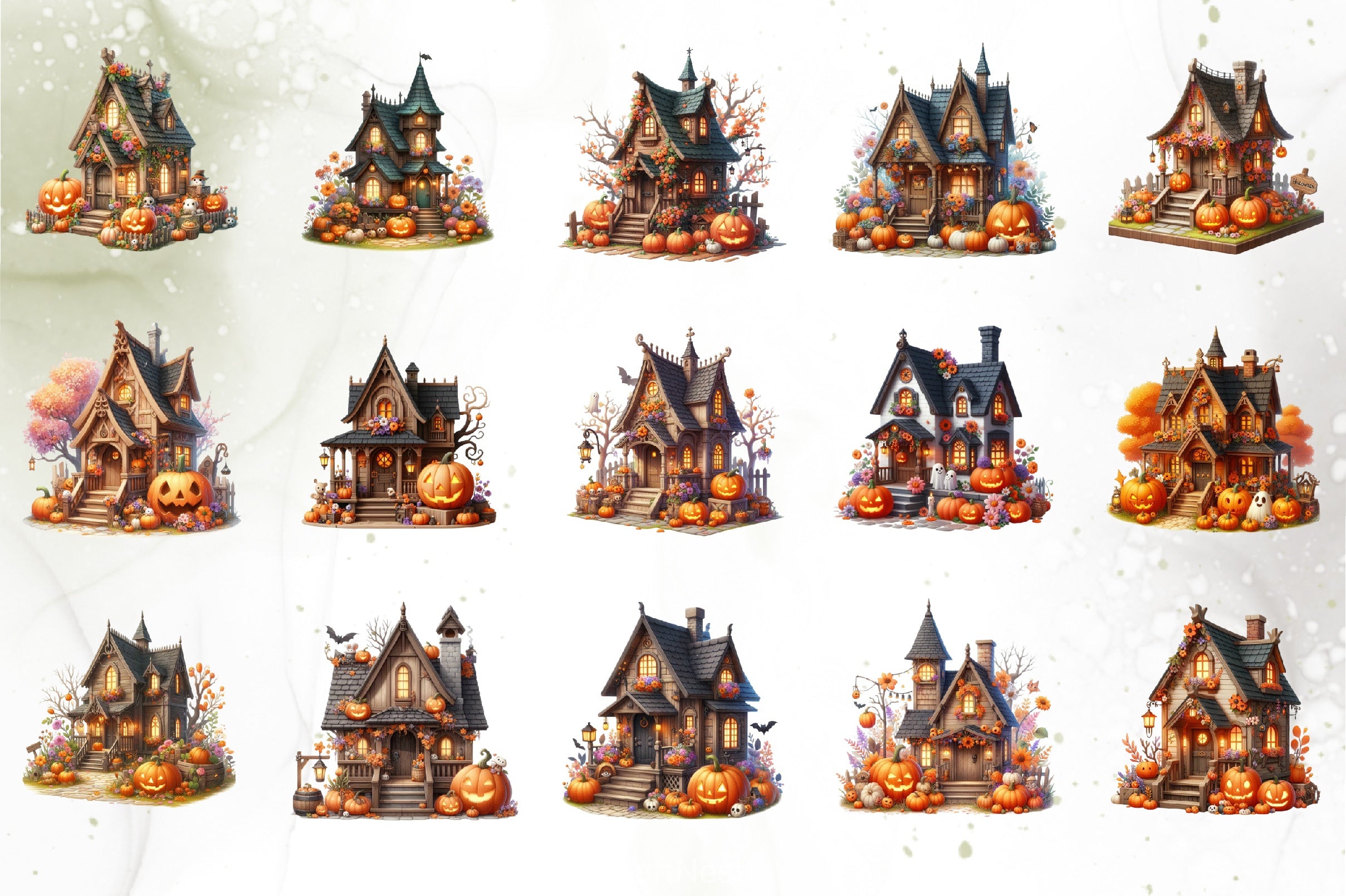 Cute Pumpkin House Clipart Bundle - CraftNest - Digital Crafting and Art