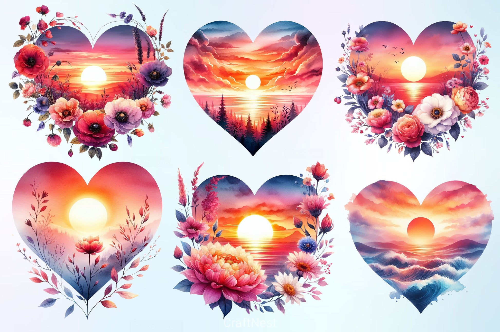 Heart Beach Sunset Clipart Bundle - CraftNest - Digital Crafting and Art